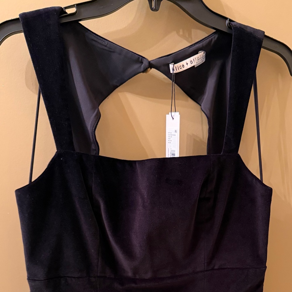 Alice + Olivia Black Velvet Mini Dress with Cutout Detail